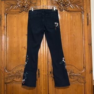 Express Women’s Barely Boot Dark Blue Floral Embroidered Flare Jeans 10R